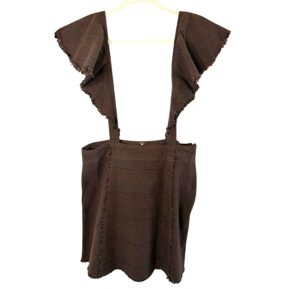 NWT Free People Rowan Plaid Pinafore Skirt Herringbone Plaid Mini Skirt sz. 12 - Picture 2 of 8